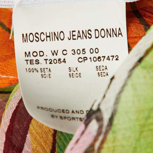 Moschino Jeans Multicolor Fruits Print Silk V-Neck Blouse L - Picture 6 of 6